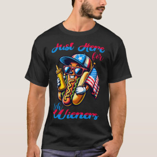 Hot Dog Ik Ben Hier Gewoon Voor De Wieners 4 juli  T-shirt