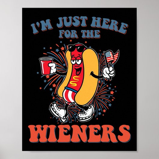 Hot Dog Ik ben hier voor de Wieners 4 juli Poster (Voorkant)