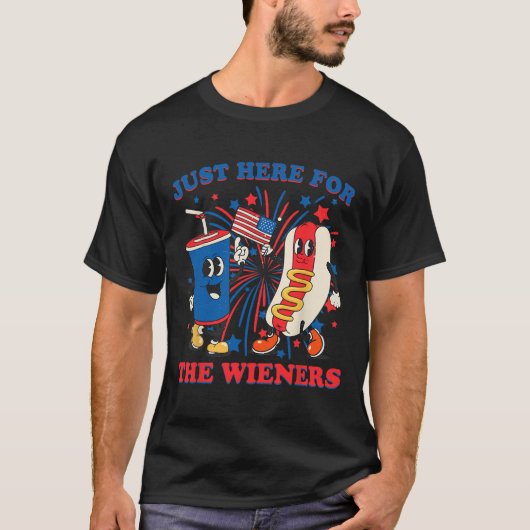 Hot Dog Ik ben hier voor de Wieners 4 juli T-shirt (Voorkant)