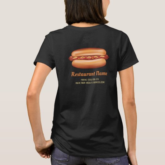 Hot Dog Illustratie Custom Fast Food Restaurant T-shirt (Achterkant)