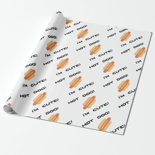 Hot Dog I'm Cute Cadeaupapier (Uitgerold)