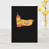 Hot Dog Kawaii Fast Food Kaart (Gele Bloem)