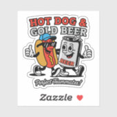 Hot Dog & koud bier Sticker (Vel)