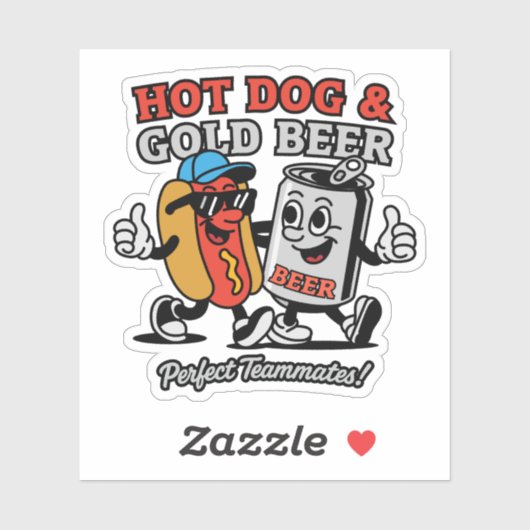 Hot Dog & koud bier Sticker (Vel)