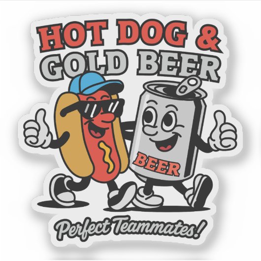 Hot Dog & koud bier Sticker (Voorkant)