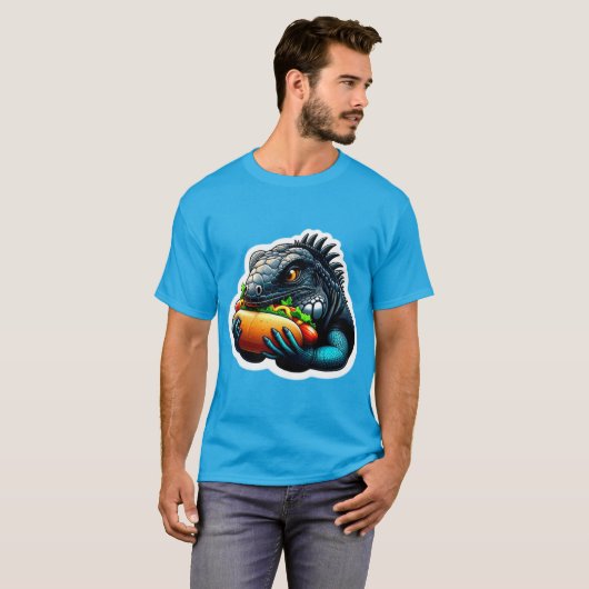 HOT DOG LOVING IGUANA 3 T-SHIRT (Voorkant volledig)