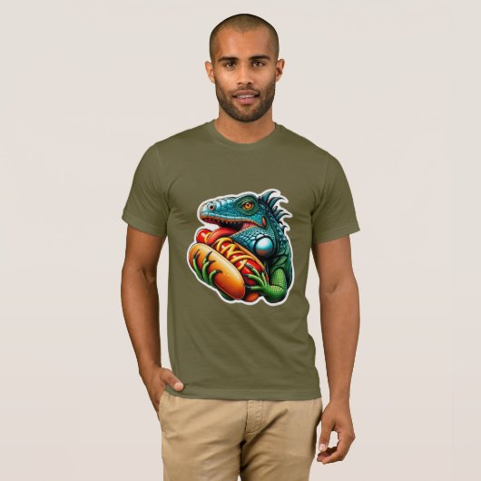 HOT DOG LOVING IGUANA T-SHIRT (Voorkant volledig)