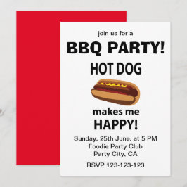 Hot Dog Maakt Me Gelukkig Hot Dog BBQ Feestje Kaart