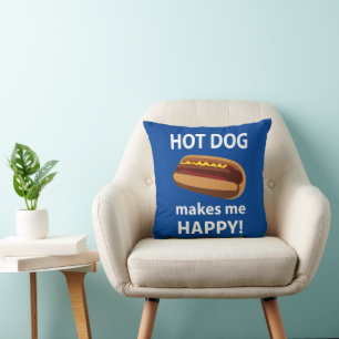 Hot Dog Maakt Me Gelukkig Hot Dog BBQ Restaurant Kussen