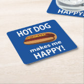 Hot Dog Maakt Mij Gelukkig Hot Dog Kartonnen Onderzetters (Schuin)
