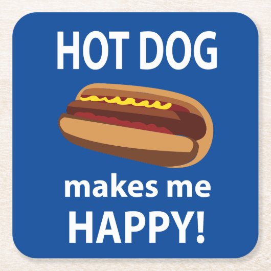 Hot Dog Maakt Mij Gelukkig Hot Dog Kartonnen Onderzetters (Voorkant)