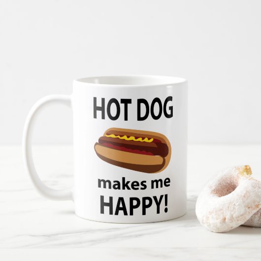 Hot Dog Maakt Mij Gelukkig Hot Dog Koffiemok (Met donut)