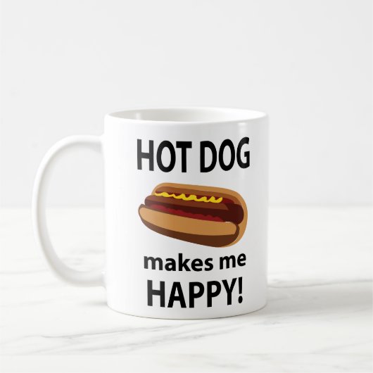 Hot Dog Maakt Mij Gelukkig Hot Dog Koffiemok (Links)