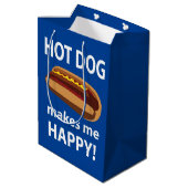 Hot Dog Maakt Mij Gelukkig Hot Dog Medium Cadeauzakje (Achterkant Gekanteld)