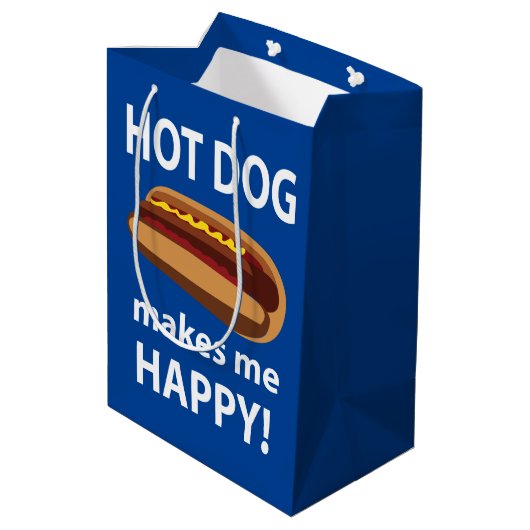 Hot Dog Maakt Mij Gelukkig Hot Dog Medium Cadeauzakje (Achterkant Gekanteld)