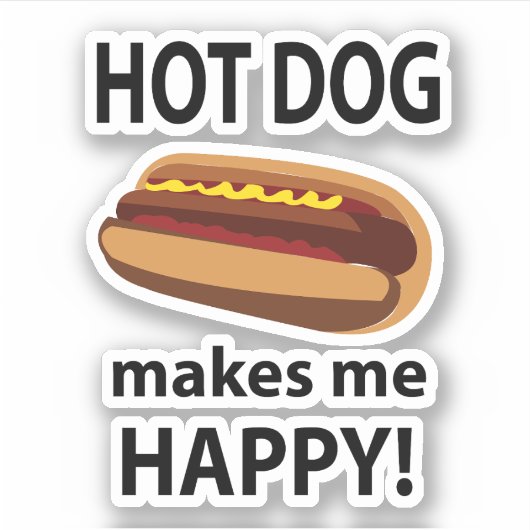 Hot Dog Maakt Mij Gelukkig Hot Dog Sticker (Voorkant)