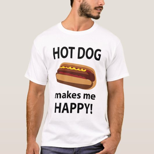 Hot Dog Maakt Mij Gelukkig Hot Dog T-shirt (Voorkant)