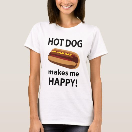 Hot Dog Maakt Mij Gelukkig Hot Dog T-shirt (Voorkant)