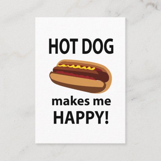 Hot Dog Maakt Mij Gelukkig Hot Dog Visitekaartje (Voorkant)