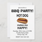 Hot Dog Makes Me Happy Hot Dog BBQ Party Kaart (Voorkant)