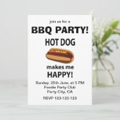 Hot Dog Makes Me Happy Hot Dog BBQ Party Kaart (Staand voorkant)