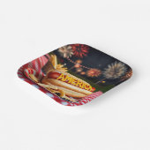 Hot Dog met Amerikaanse tekst en vuurwerk Papieren Bordje (Gebogen)