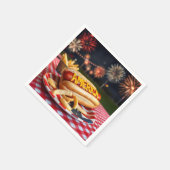 Hot Dog met Amerikaanse tekst en vuurwerk Servet (Hoek)