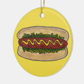Hot Dog met Mosterd en Relish Cookout Hotdog Keramisch Ornament (Links)