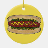 Hot Dog met Mosterd en Relish Cookout Hotdog Keramisch Ornament (Achterkant)
