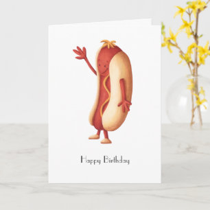 Hot Dog met Mustard Happy Birthday - persoonlijk Kaart
