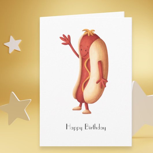 Hot Dog met Mustard Happy Birthday - persoonlijk Kaart