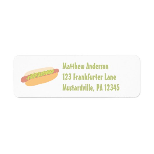 Hot Dog met Relish gepersonaliseerd retour adres Etiket (Voorkant)