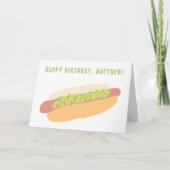 Hot Dog met Relish gepersonaliseerde verjaardag Kaart (Voorkant)