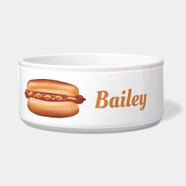 Hot Dog met specerijen en aangepaste huisdier naam Voerbakje