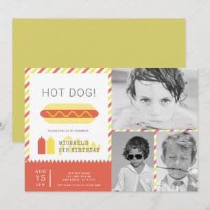 HOT DOG! Moderne Kinder foto-collage Birthday Kaart