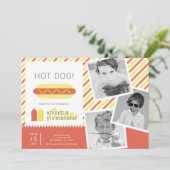 HOT DOG! Moderne Kinder fotocollage Birthday Invit Kaart (Staand voorkant)