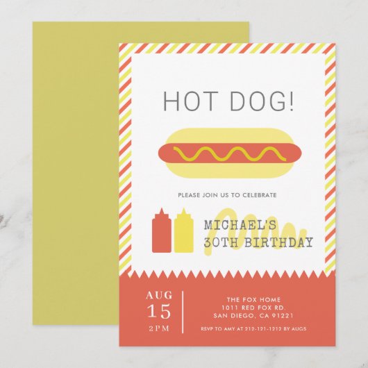 HOT DOG! Moderne rode en gele volwassen verjaardag Kaart (Voorkant / Achterkant)