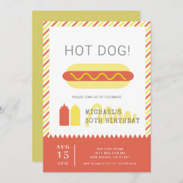 HOT DOG! Moderne rode en gele volwassen verjaardag Kaart