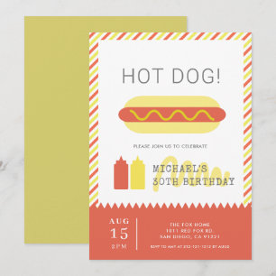 HOT DOG! Moderne rode en gele volwassen verjaardag Kaart