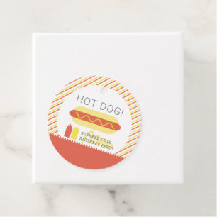 HOT DOG! Moderne verjaardag van Rood en Geel Bedankjes Labels