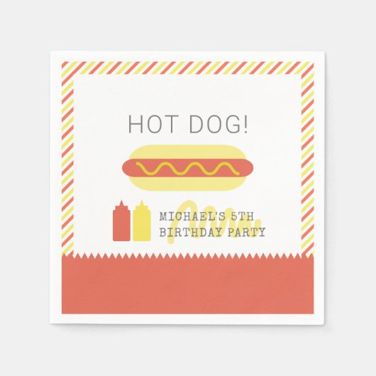 HOT DOG! Moderne verjaardag van Rood en Geel Servet (Voorkant)