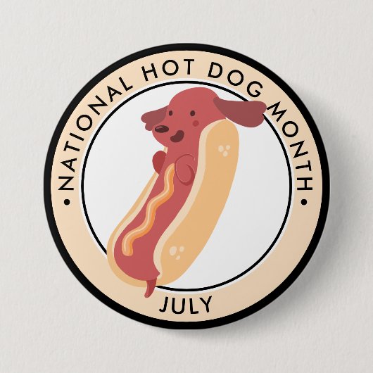 Hot Dog Month, hotdog puppy pun Ronde Button 7,6 Cm (Voorkant)