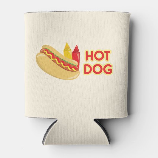 Hot Dog Mosterd Ketchup Kruiden Gepersonaliseerd Blikjeskoeler (Voorkant)
