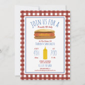 Hot Dog Mustard Red Gingham 4th of July Party Kaart (Voorkant)