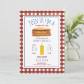 Hot Dog Mustard Red Gingham 4th of July Party Kaart (Staand voorkant)