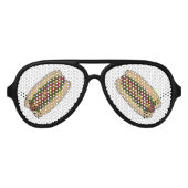 Hot Dog Mustard Relish Frankfurter Fast Food Aviator Zonnebril (Voorkant)