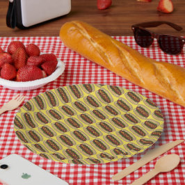 Hot Dog Mustard Relish Frankfurter Hotdog Weiner Papieren Bordje