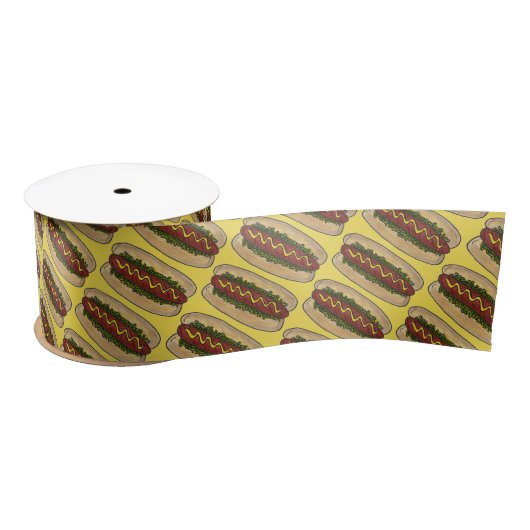 Hot Dog Mustard Relish Frankfurter Hotdog Weiner Satijnen Lint (Spoel)