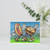 Hot Dog n Hamburger Briefkaart (Staand voorkant)