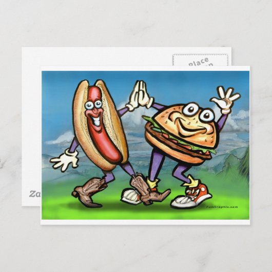 Hot Dog n Hamburger Briefkaart (Voorkant / Achterkant)